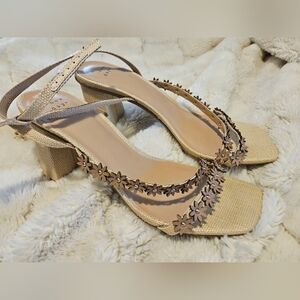 a new day Beige Floral Strap Sandals